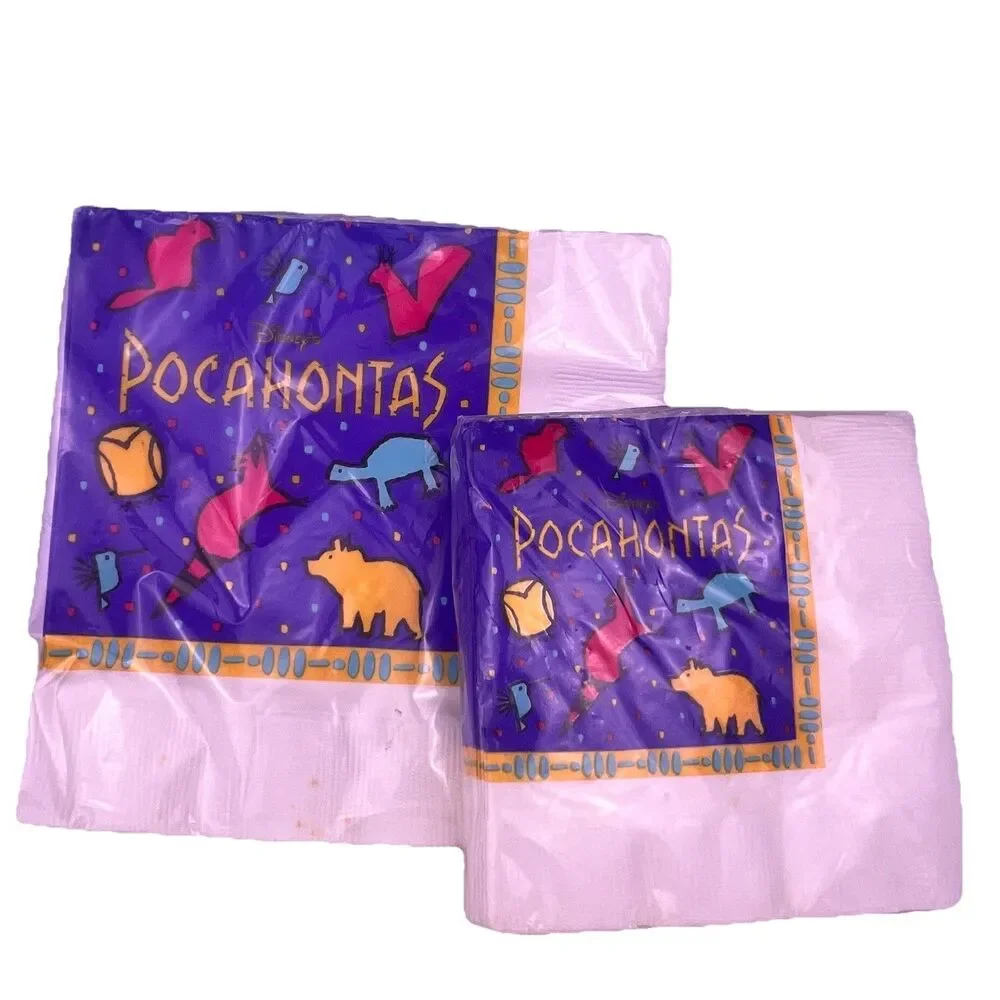 Disney 1995 VTG Pocahontas Birthday Party Supplies Lot set Of 2 Packs Napkins